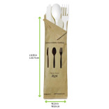 Compostable White 4/1 Cutlery Kit With Kraft Bag (Knife, Fork, Spoon, Napkin) L:6in - 50 pcs Compostable White 4/1 Cutlery Kit With Kraft Bag (Knife, Fork, Spoon, Napkin) L:6in - 50 pcs